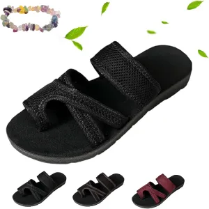 2024Women's Hollow Mesh Slide Sandals,Summer Comfy Non Slip Breathable Flat Loop Toe Shoes,Casual Sandals for Women