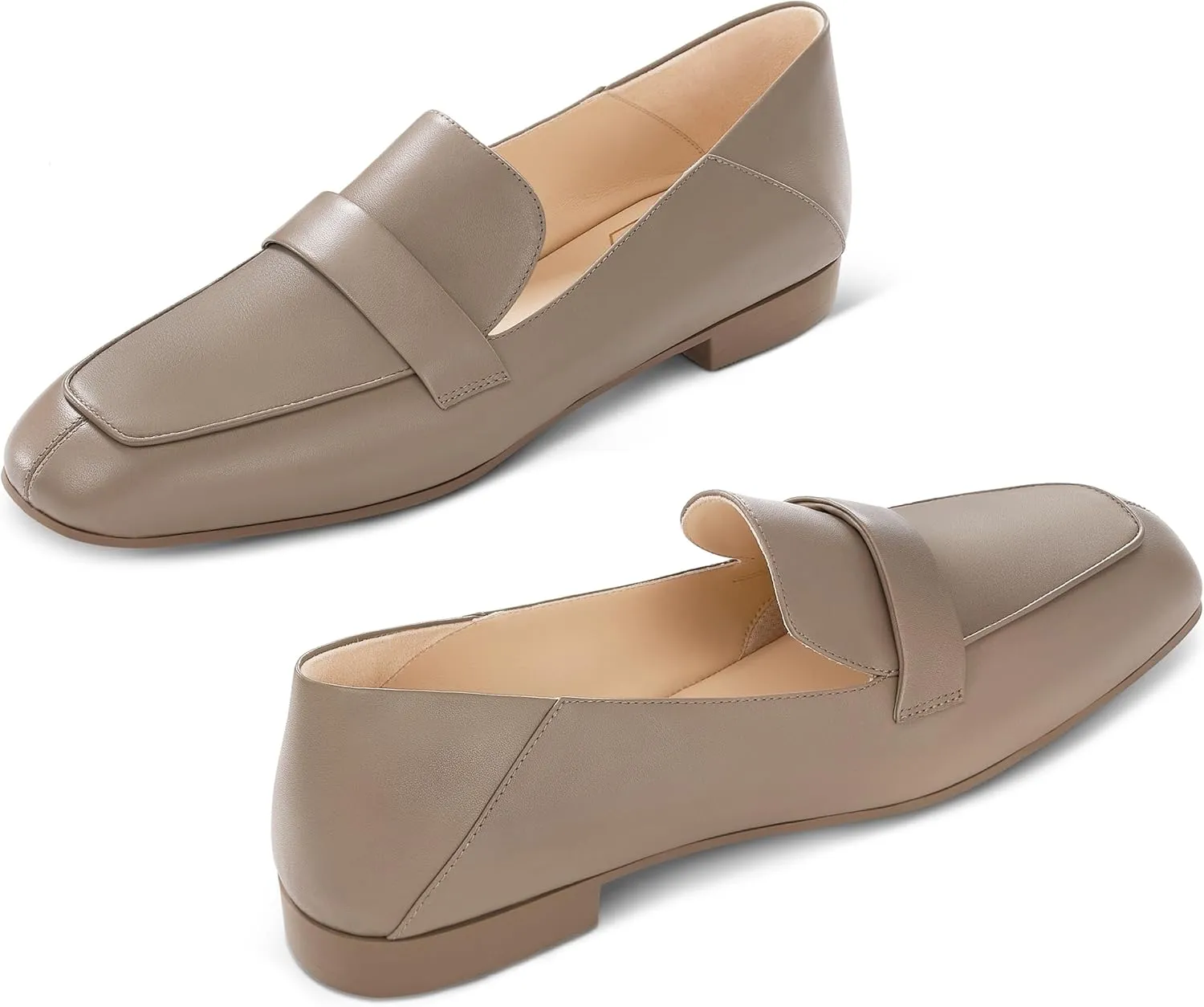 7or9 Loafers for Women Comfortable Air-Touch Foam Slip on Round-Toe Casual Dressy Mattress Flat Leather Women’s Flats