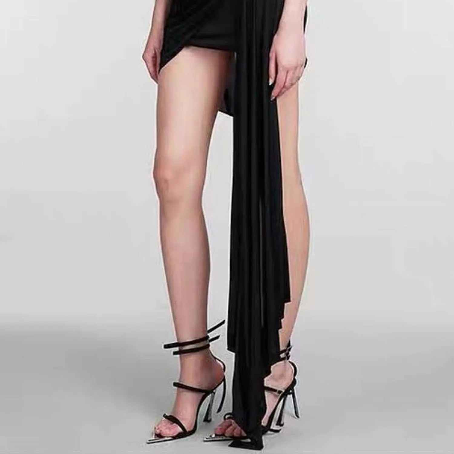 9cm Large Size Pointed High Heels Simple Thin Strap Sandals Metal Heels Summer Women's Shoes