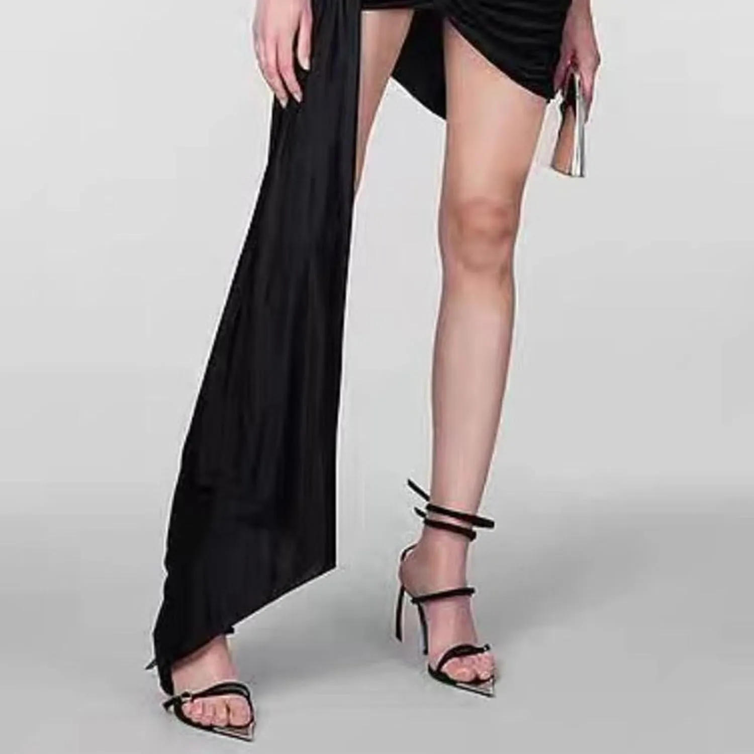 9cm Large Size Pointed High Heels Simple Thin Strap Sandals Metal Heels Summer Women's Shoes