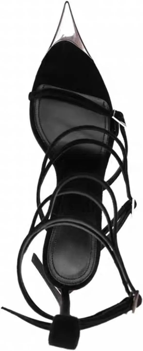 9cm Large Size Pointed High Heels Simple Thin Strap Sandals Metal Heels Summer Women's Shoes