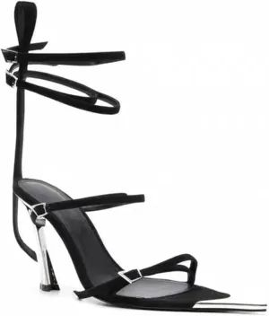 9cm Large Size Pointed High Heels Simple Thin Strap Sandals Metal Heels Summer Women's Shoes