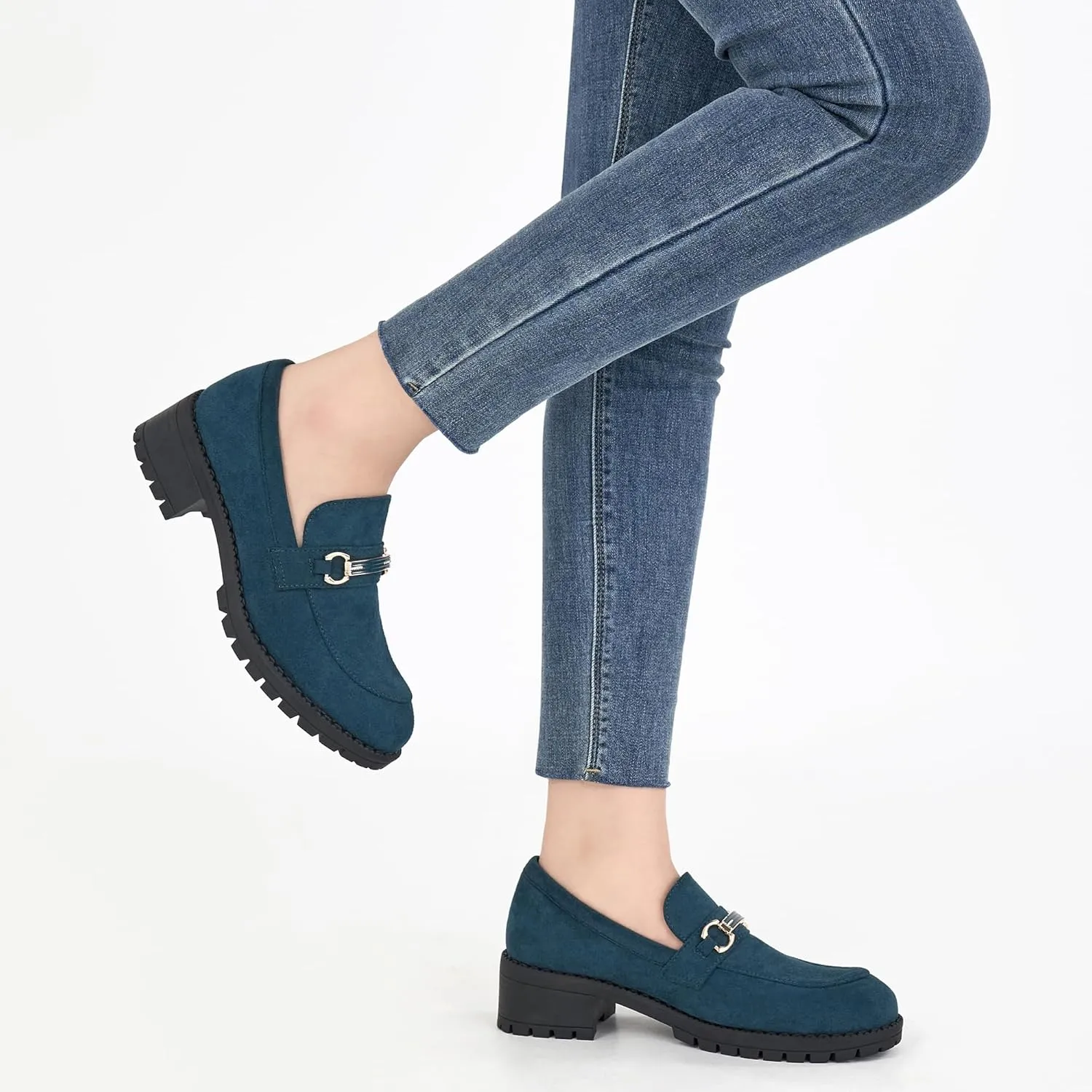 Alicegana Platform Loafers for Women Fashion: Comfortable Suede Chunky Penny Loafer Casual Slip on Dress Business Work Shoes