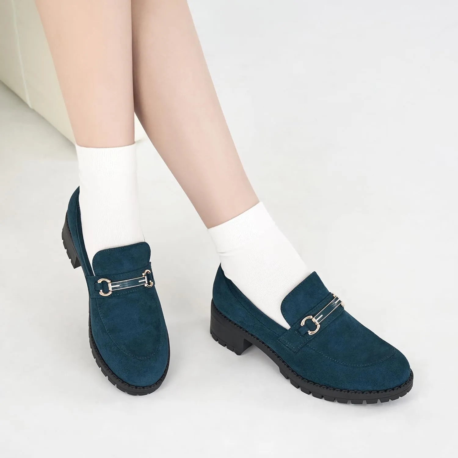 Alicegana Platform Loafers for Women Fashion: Comfortable Suede Chunky Penny Loafer Casual Slip on Dress Business Work Shoes