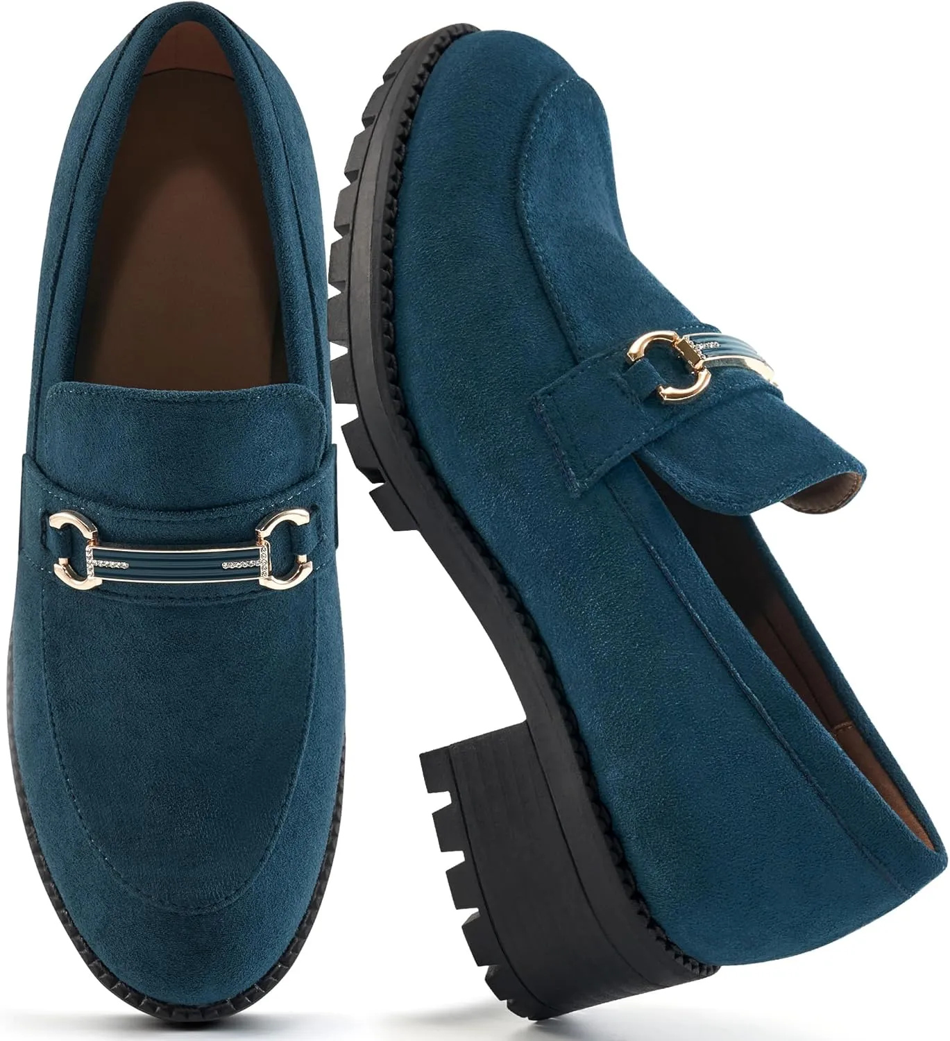 Alicegana Platform Loafers for Women Fashion: Comfortable Suede Chunky Penny Loafer Casual Slip on Dress Business Work Shoes