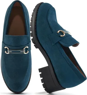 Alicegana Platform Loafers for Women Fashion: Comfortable Suede Chunky Penny Loafer Casual Slip on Dress Business Work Shoes