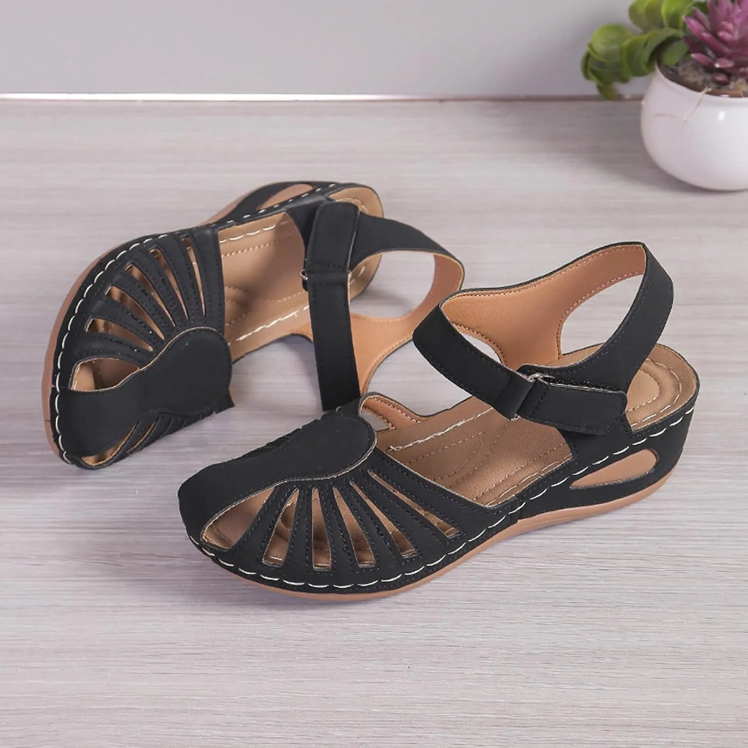 AMDBEL Orthopedic Sandals for Women,Sandals for Women Dressy Summer Closed Toe Breathable Sandals with Arch Support Shoes