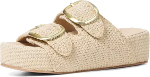 AMINUGAL Flat Sandals for Women Dressy Summer Raffia Platform Sandals Women Beach Platform Slides for Women Open Toe Straw Woven Sandals Women Buckle Womens Flat Sandals