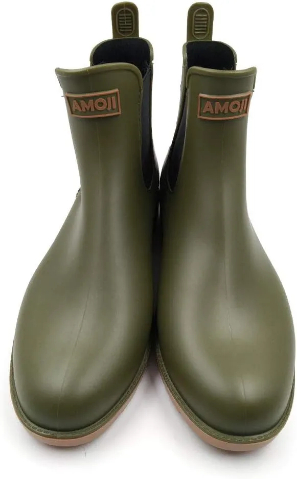 Amoji Unisex Ankle Chelsea Rain Short Rubber Boots 919