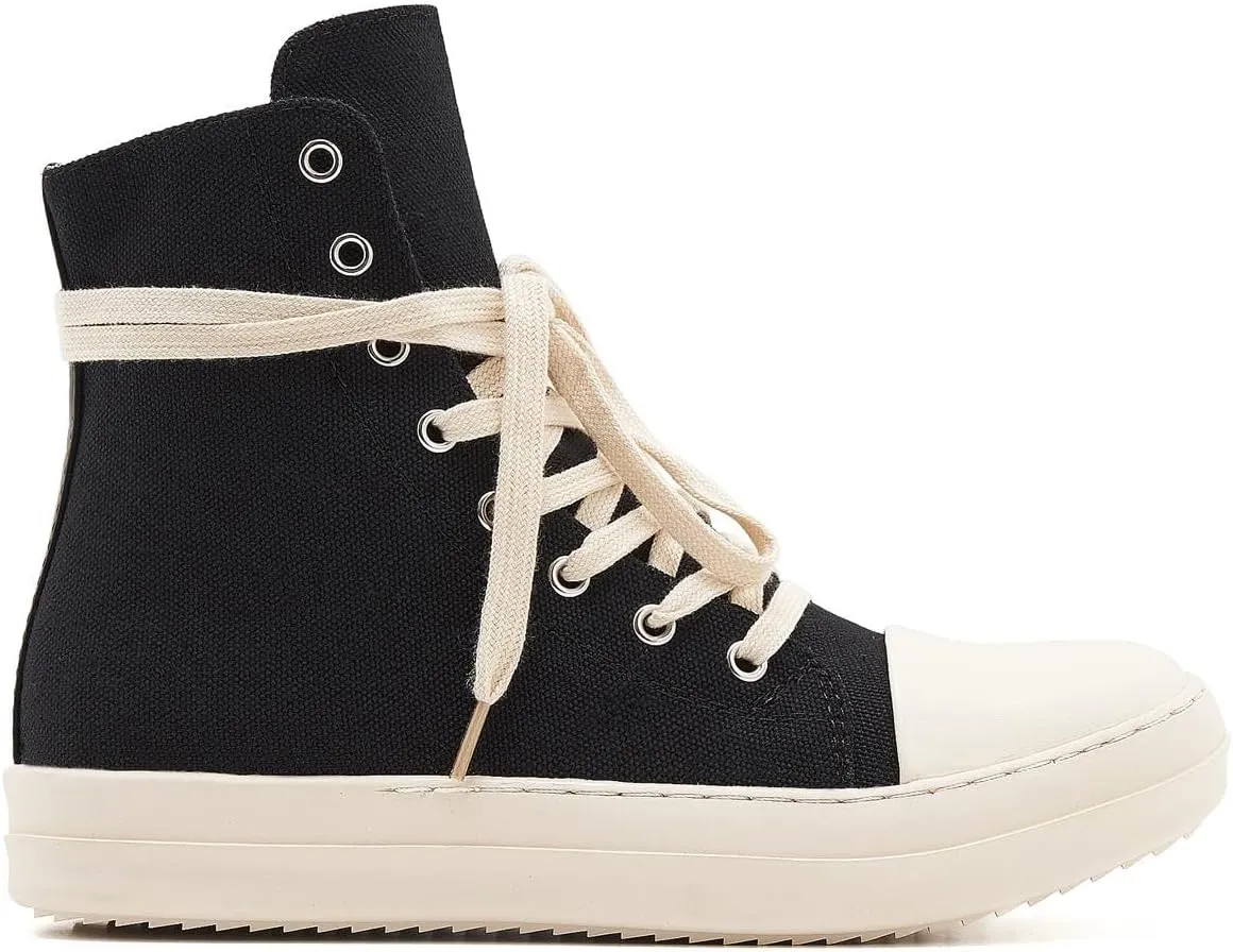 AmoreParis Fashion High Top Sneakers for Women Lace Up Canvas Shoes with Zipper Comfort Platform Walking Shoes