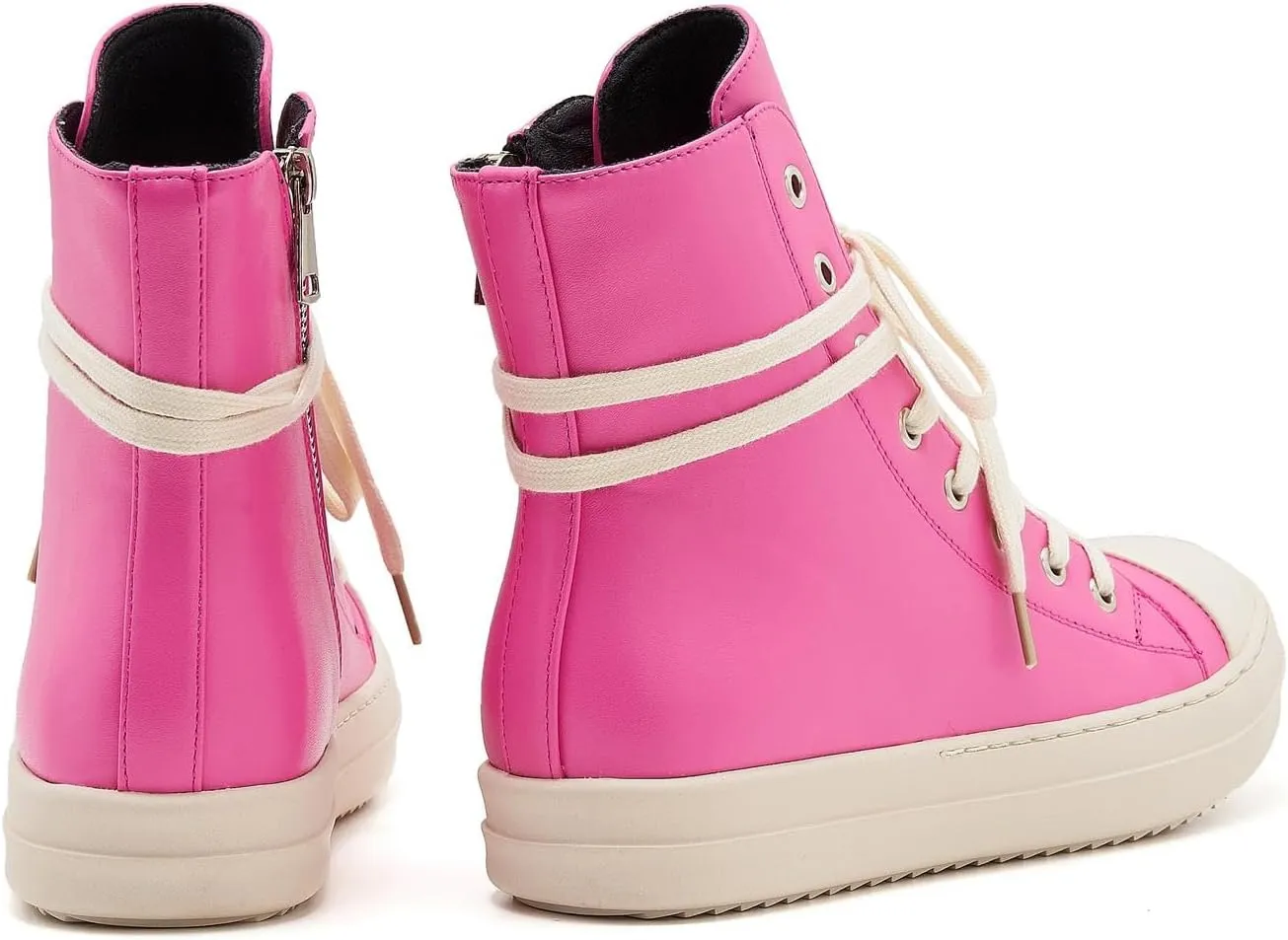 AmoreParis Fashion High Top Sneakers for Women Lace Up Canvas Shoes with Zipper Comfort Platform Walking Shoes