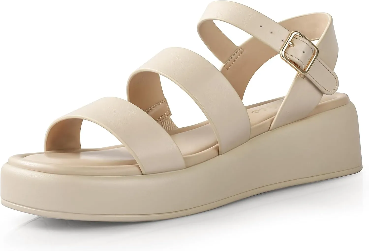 Ankis Platform Sandals Two Bands Open Toe Heeled Sandals with Adjustable Ankle Strap Comfortable and Lightweight Wedge Shoes in Summer