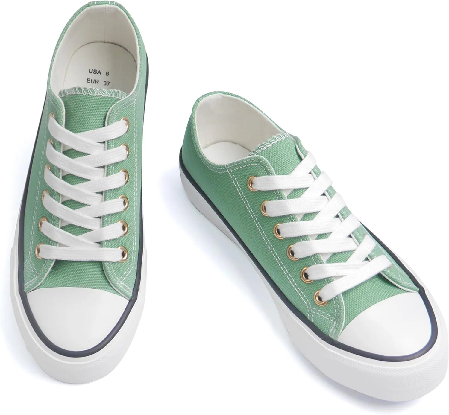 ANTLULU Womens Canvas Shoes Low Top and Lace up Fashion Casual Sneakers Black and White Classic