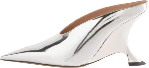 Arqa Metallic Leather Heeled Mules for Women Pointed Toe Wedge Heel Slide Sandals Slip-on Mule Heels Dressy Pumps