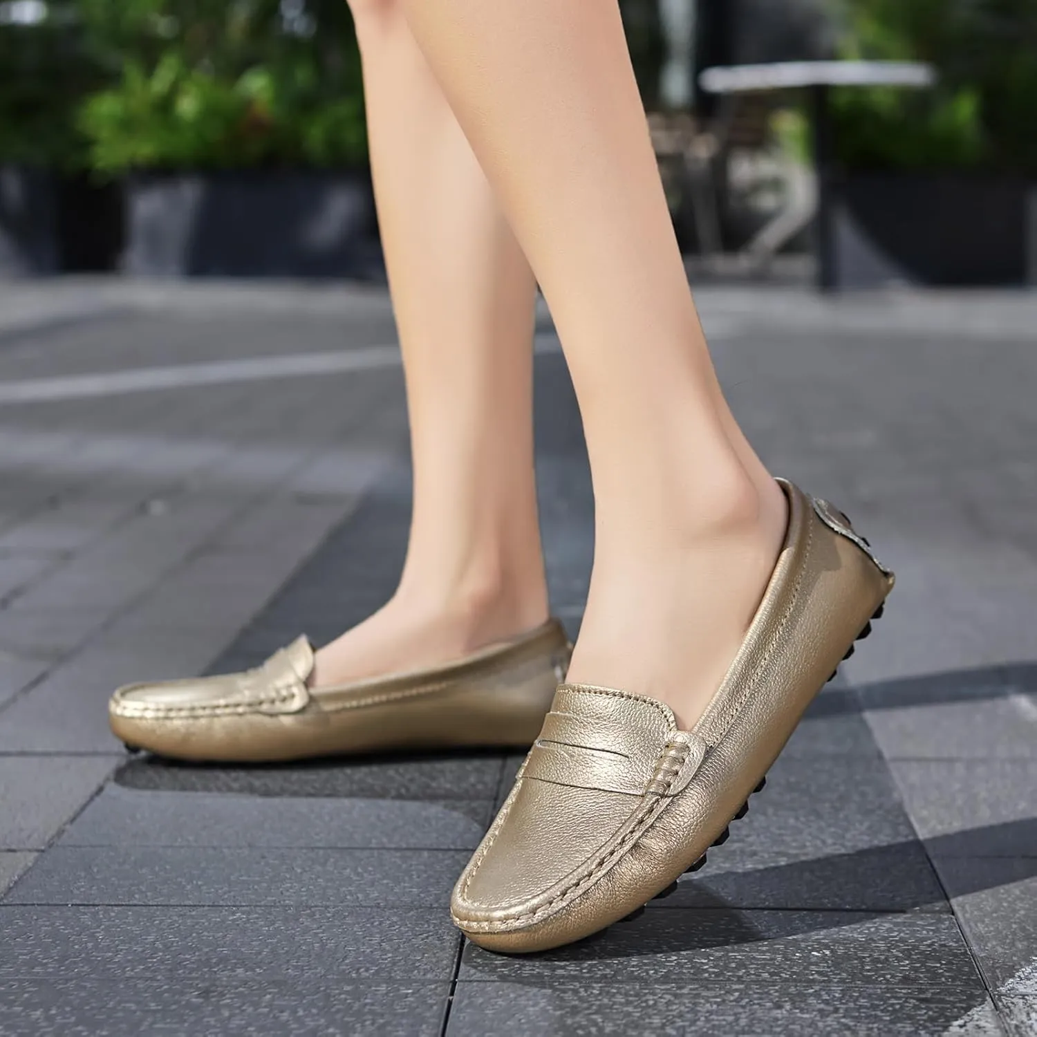Artisure Women's Classic Comfort Leather Penny Loafers Casual Slip-Ons Lightweight Walking Flats Driving Mocs Boat Shoes
