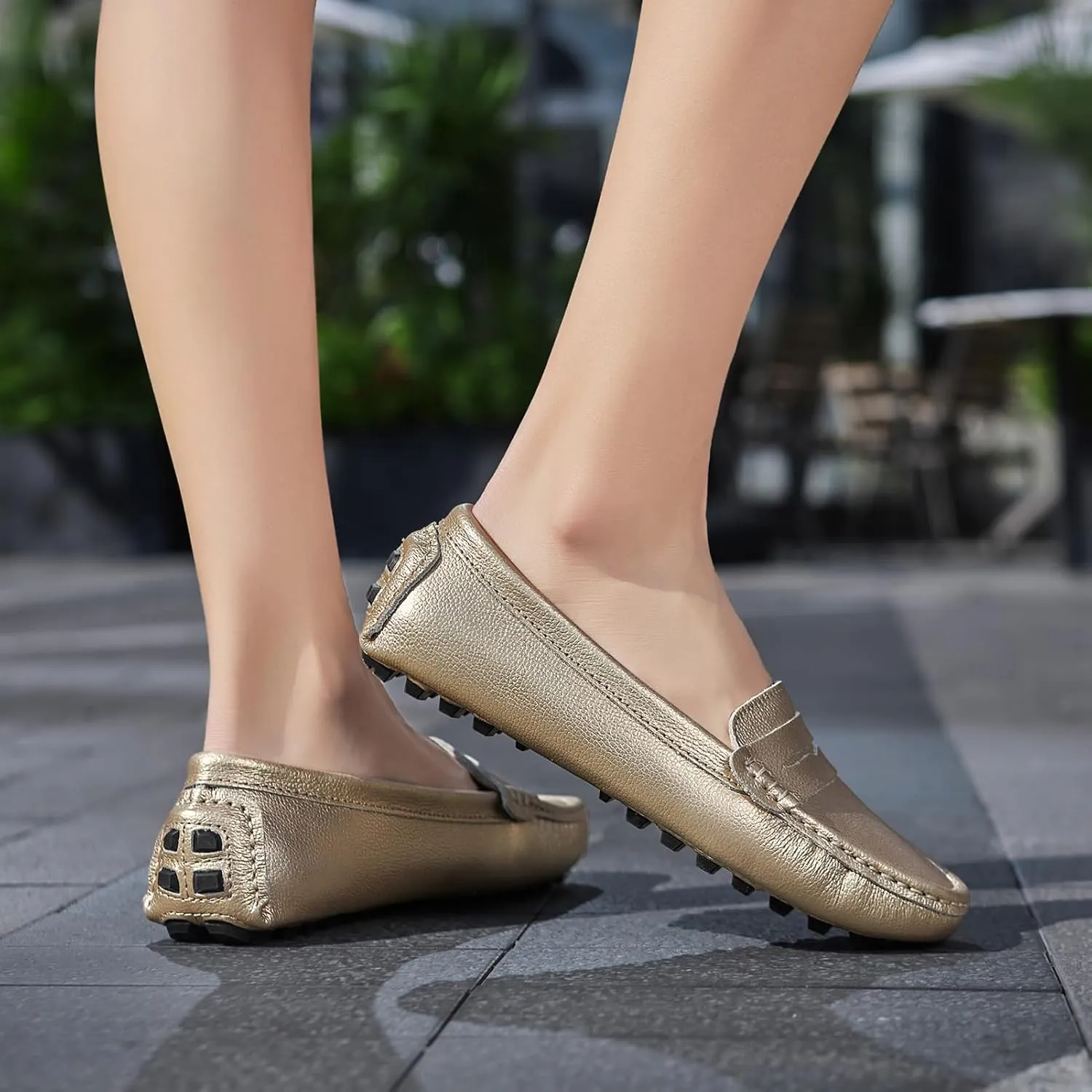 Artisure Women's Classic Comfort Leather Penny Loafers Casual Slip-Ons Lightweight Walking Flats Driving Mocs Boat Shoes