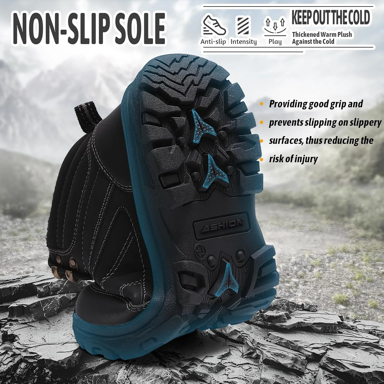 ASHION Mens Snow Boots Barefoot Winter Shoes Hiking Footwear Fur Lined Warm Ankle Boots Zero Drop Sole Comfortable Outdoor Walking Shoes Booties