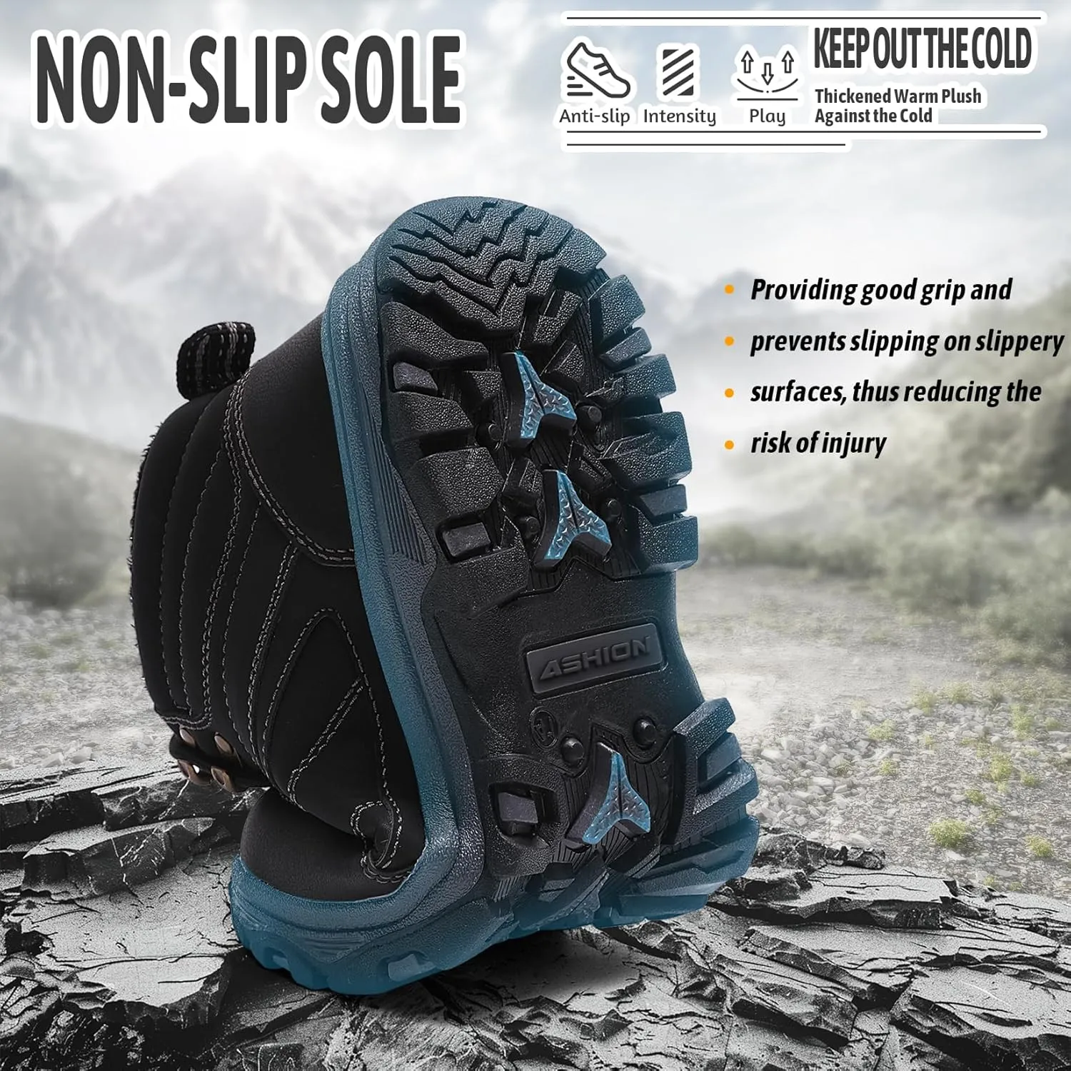 ASHION Mens Snow Boots Barefoot Winter Shoes Hiking Footwear Fur Lined Warm Ankle Boots Zero Drop Sole Comfortable Outdoor Walking Shoes Booties