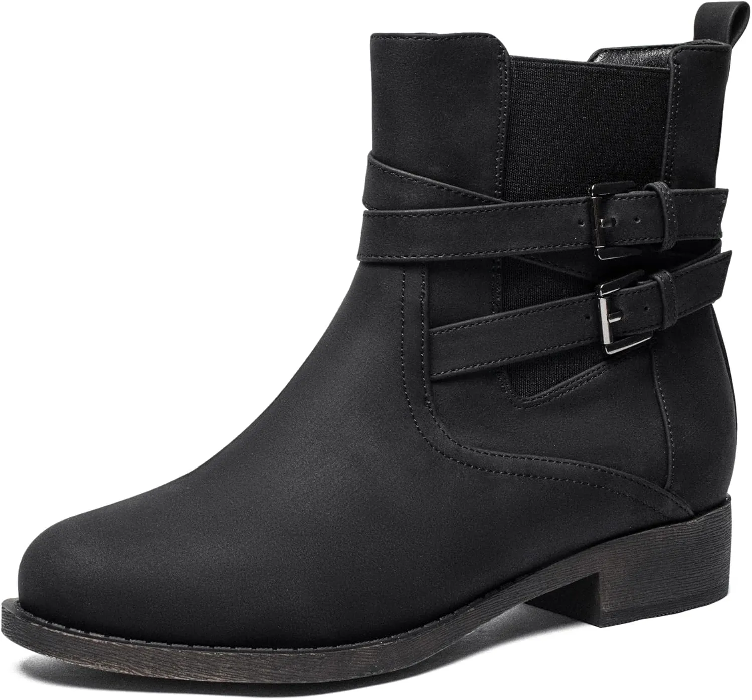 Ataiwee Women's Ankle Boots - Classic Side Zip, Comfortable Platform, Cover with Buckle Strap, Round Toe, Low Chunky Heel Comfort Slip On Fashion (Black/Dark Brown/Grey) Boots.
