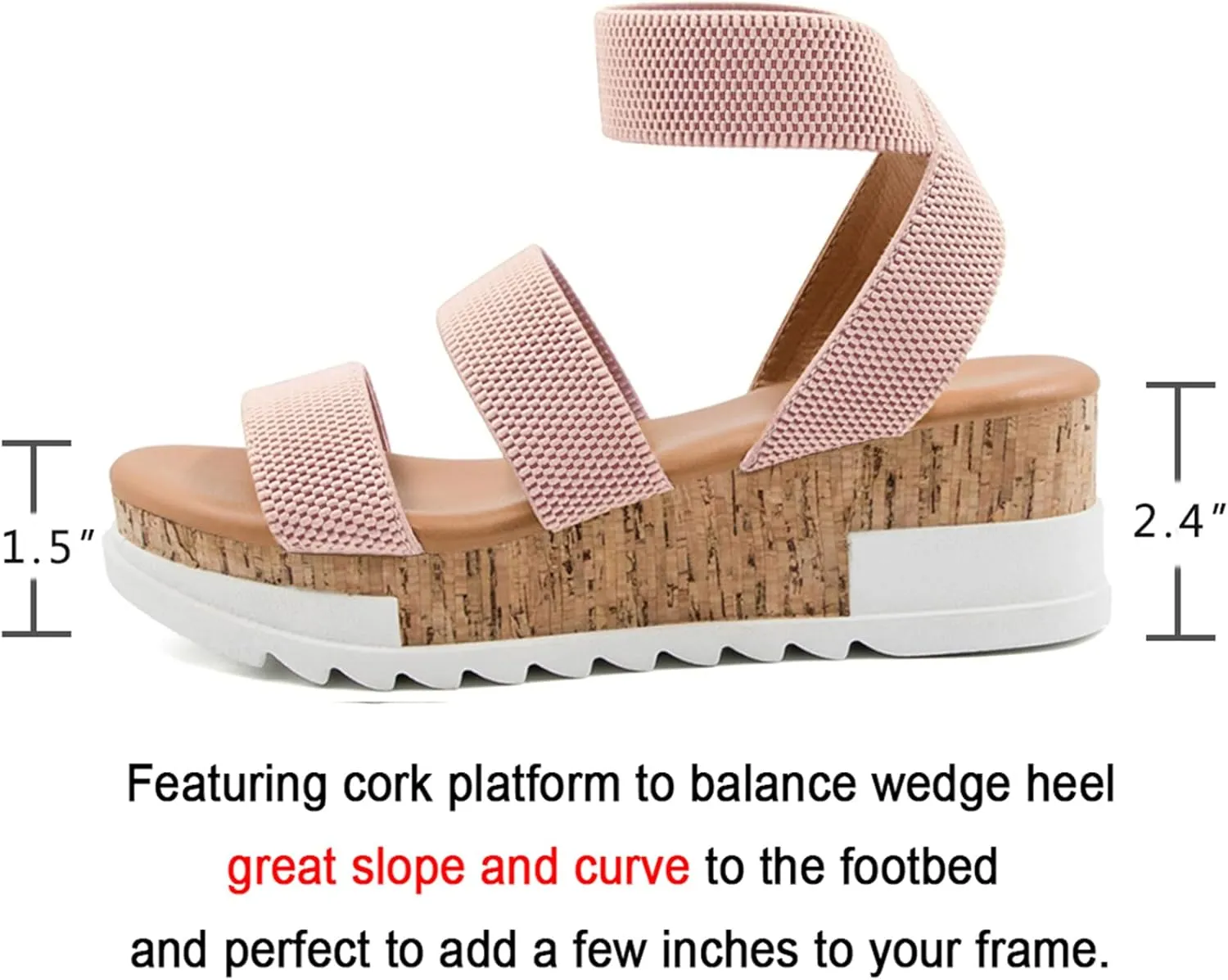Athlefit Women's Wedge Sandals Platform Sandals Cork Elastic Strap Platform Sandals