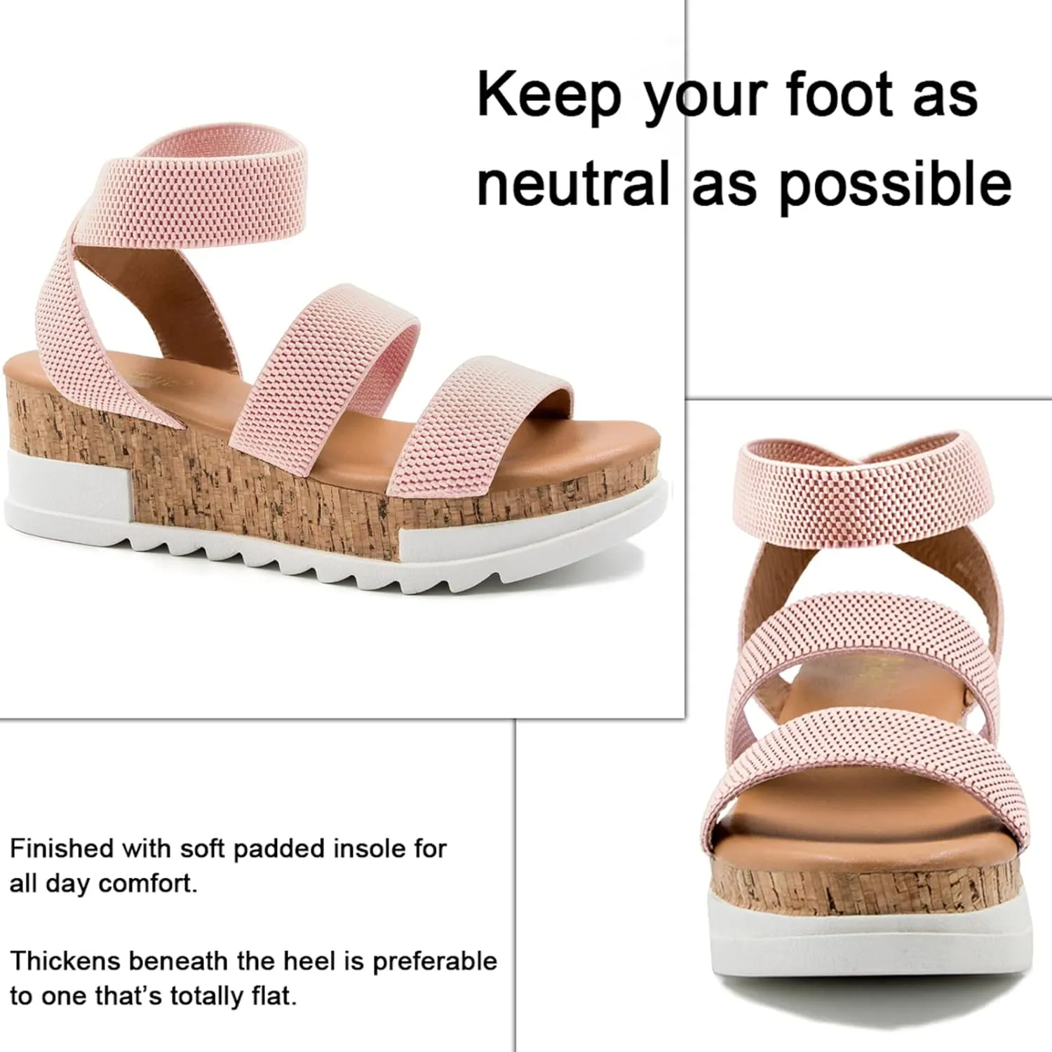 Athlefit Women's Wedge Sandals Platform Sandals Cork Elastic Strap Platform Sandals
