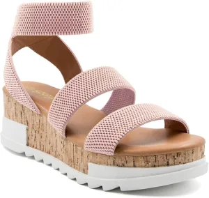 Athlefit Women's Wedge Sandals Platform Sandals Cork Elastic Strap Platform Sandals