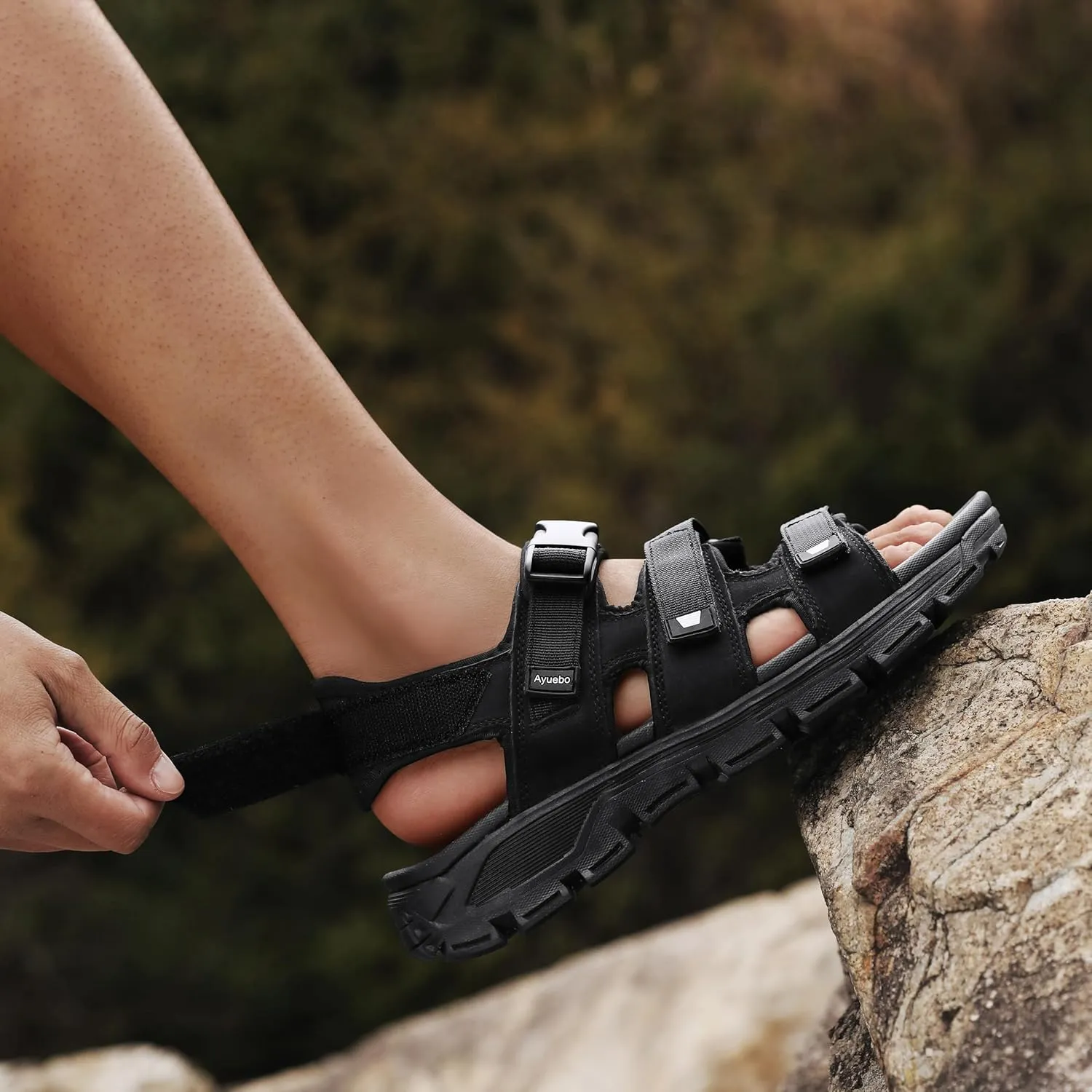 Athletic Sandals for Men's Open Toe Walking Sandals Outdoor Hiking Sandal Anti-Slip with Adjustable Strap for Summer Beach