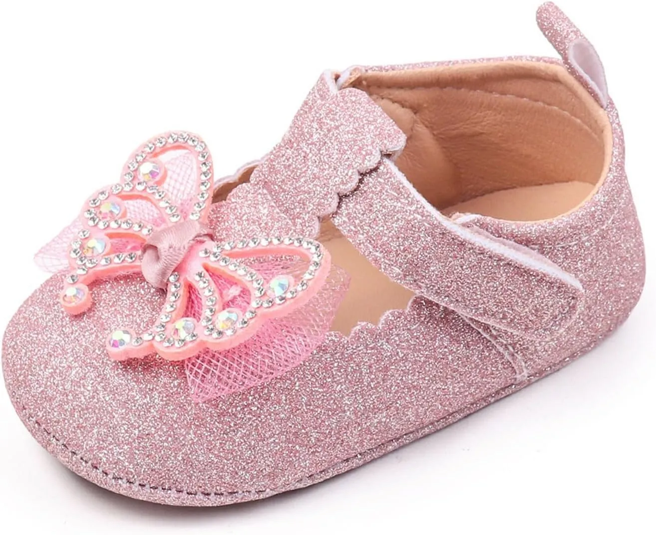 Baby Infant Bow Pearl Sequins Mary Jane Sandals Flat Non Slip Walking Shoes Wedding Formal Dress Closed Toe Sandals