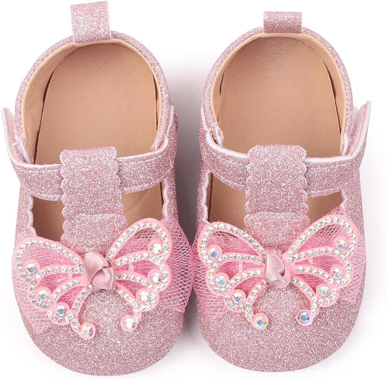 Baby Infant Bow Pearl Sequins Mary Jane Sandals Flat Non Slip Walking Shoes Wedding Formal Dress Closed Toe Sandals