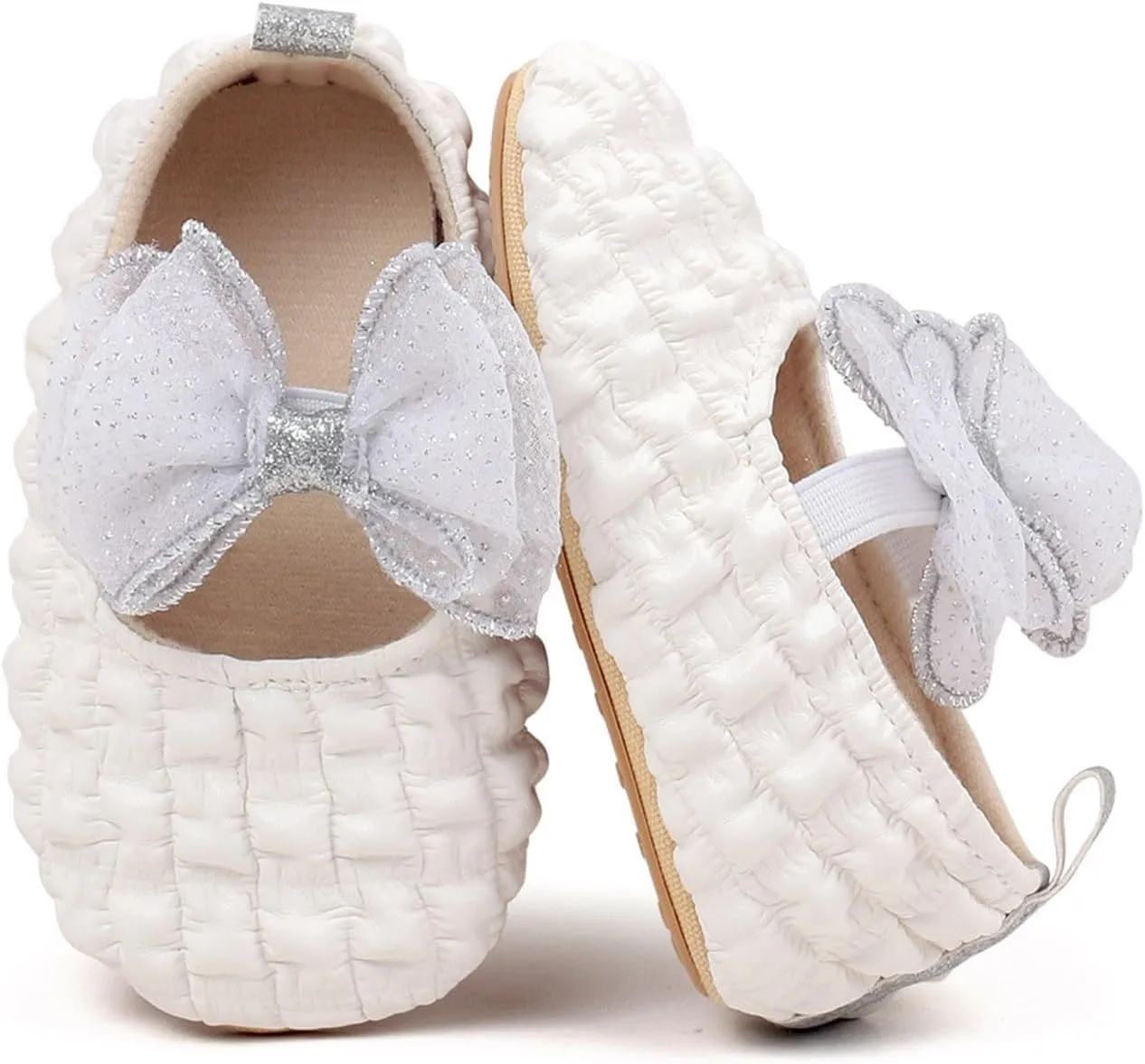 Baby Infant Leather Soft Sandals Ruched Bow Strap Closed Toe Shoes Cute Lightweight Walking Sandals for Newborn