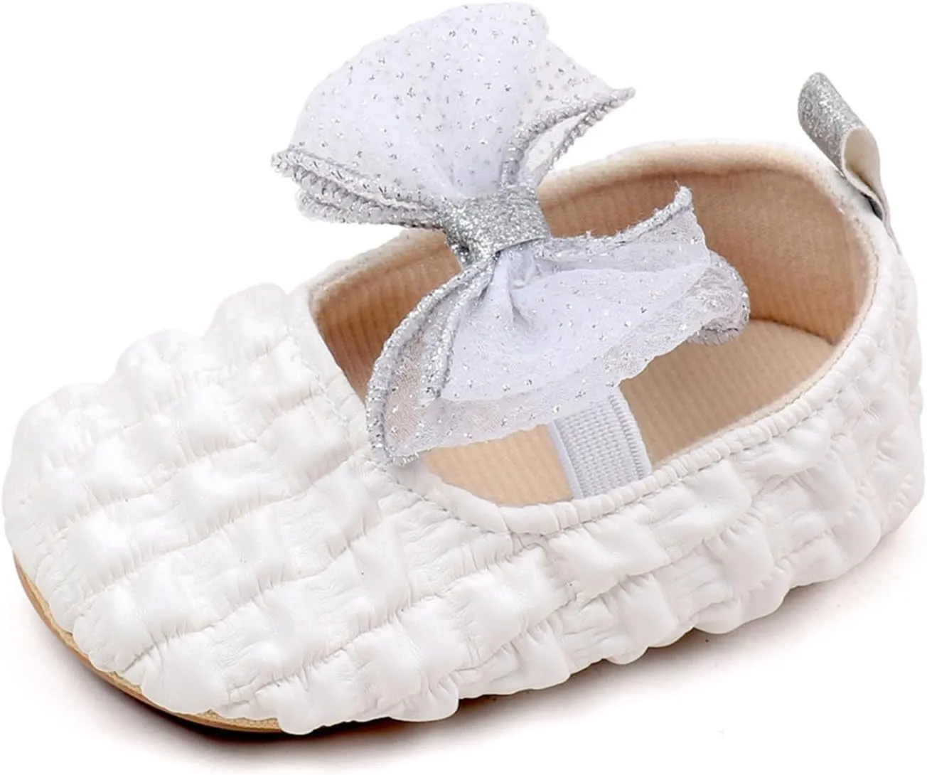 Baby Infant Leather Soft Sandals Ruched Bow Strap Closed Toe Shoes Cute Lightweight Walking Sandals for Newborn