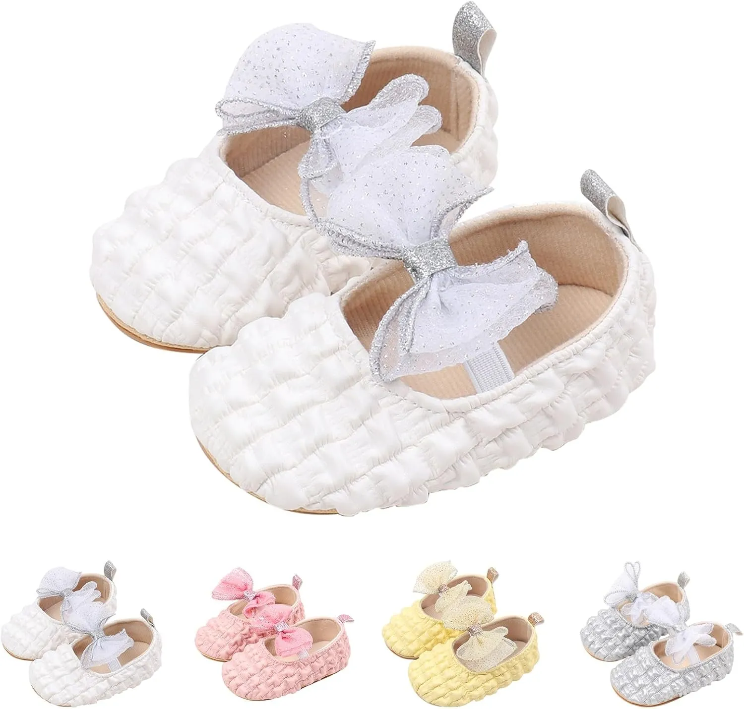 Baby Infant Leather Soft Sandals Ruched Bow Strap Closed Toe Shoes Cute Lightweight Walking Sandals for Newborn