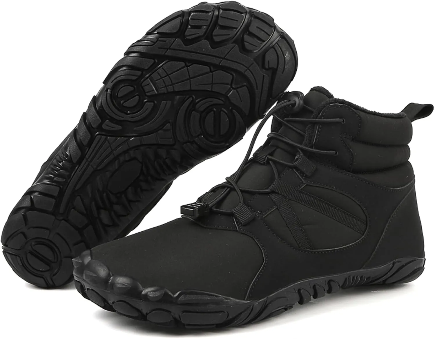 Barefoot Shoes Fur Lined Winter Mens Wide Toe Box Trail Runner Women Zero Drop Sole High top Walking Shoes Minimalist Outdoor Hiking Trekking Boots Sneakers