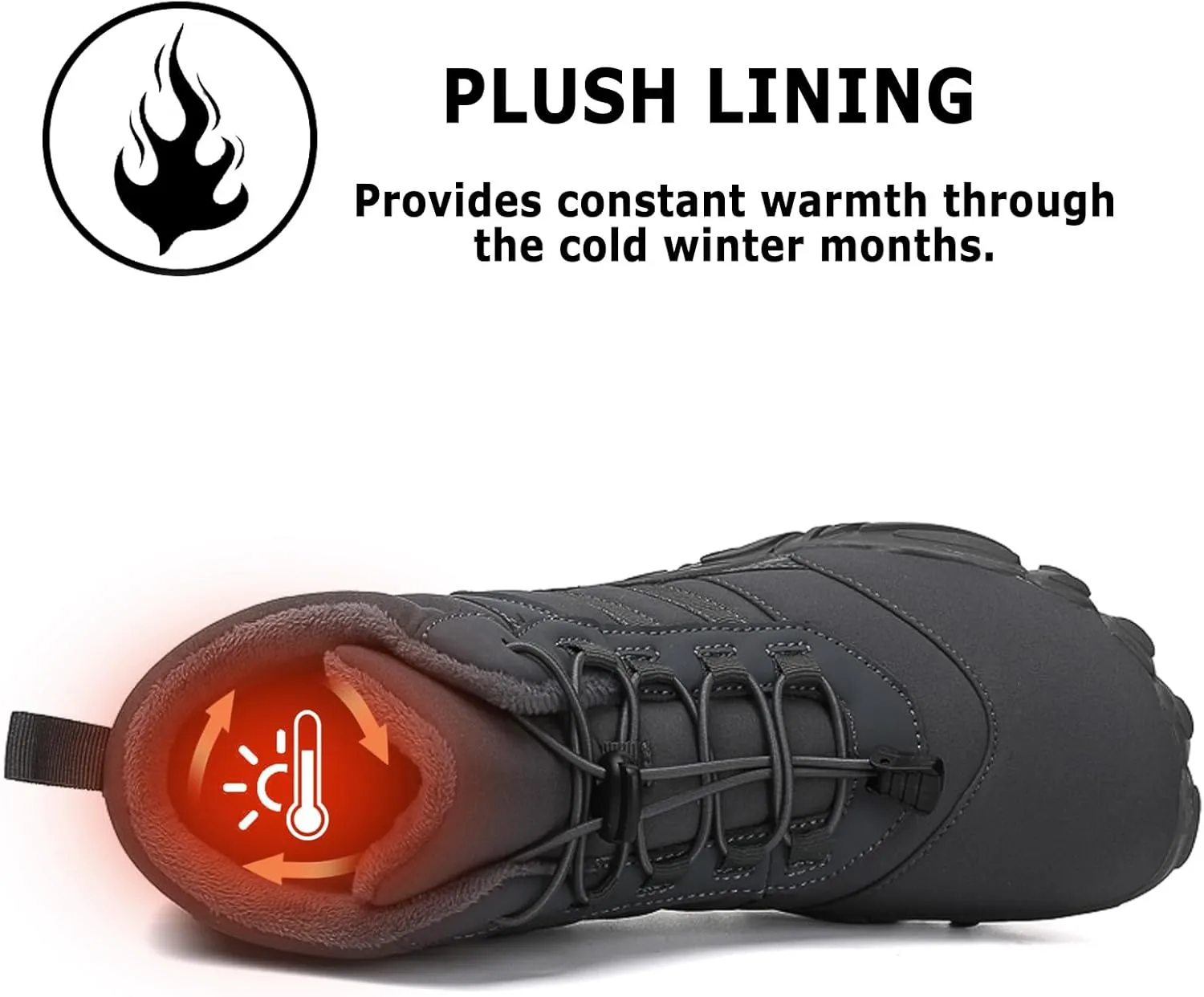 Barefoot Shoes Mens Womens Winter Warm Wide Toe Box Minimalist Zero Drop Outdoor Sole High-top Walking Shoes Snow Boots