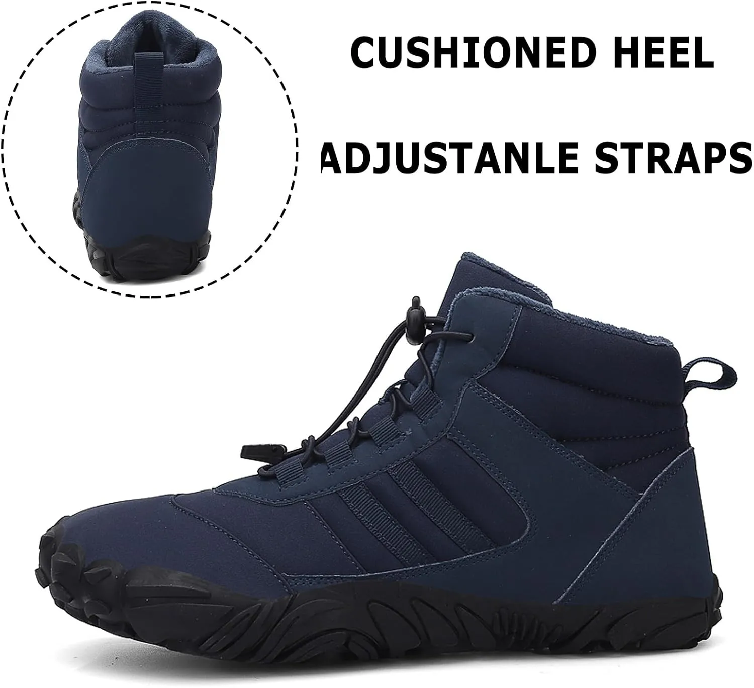 Barefoot Shoes Mens Womens Winter Warm Wide Toe Box Minimalist Zero Drop Outdoor Sole High-top Walking Shoes Snow Boots