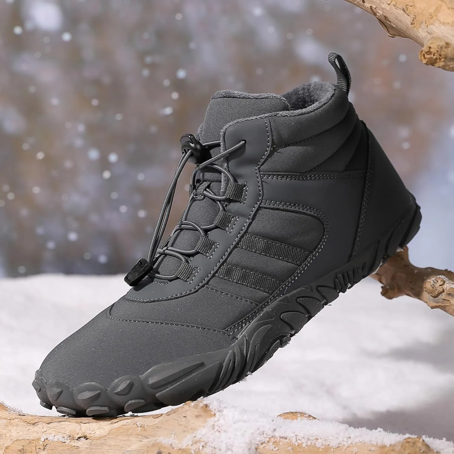 Barefoot Shoes Mens Womens Winter Warm Wide Toe Box Minimalist Zero Drop Outdoor Sole High-top Walking Shoes Snow Boots