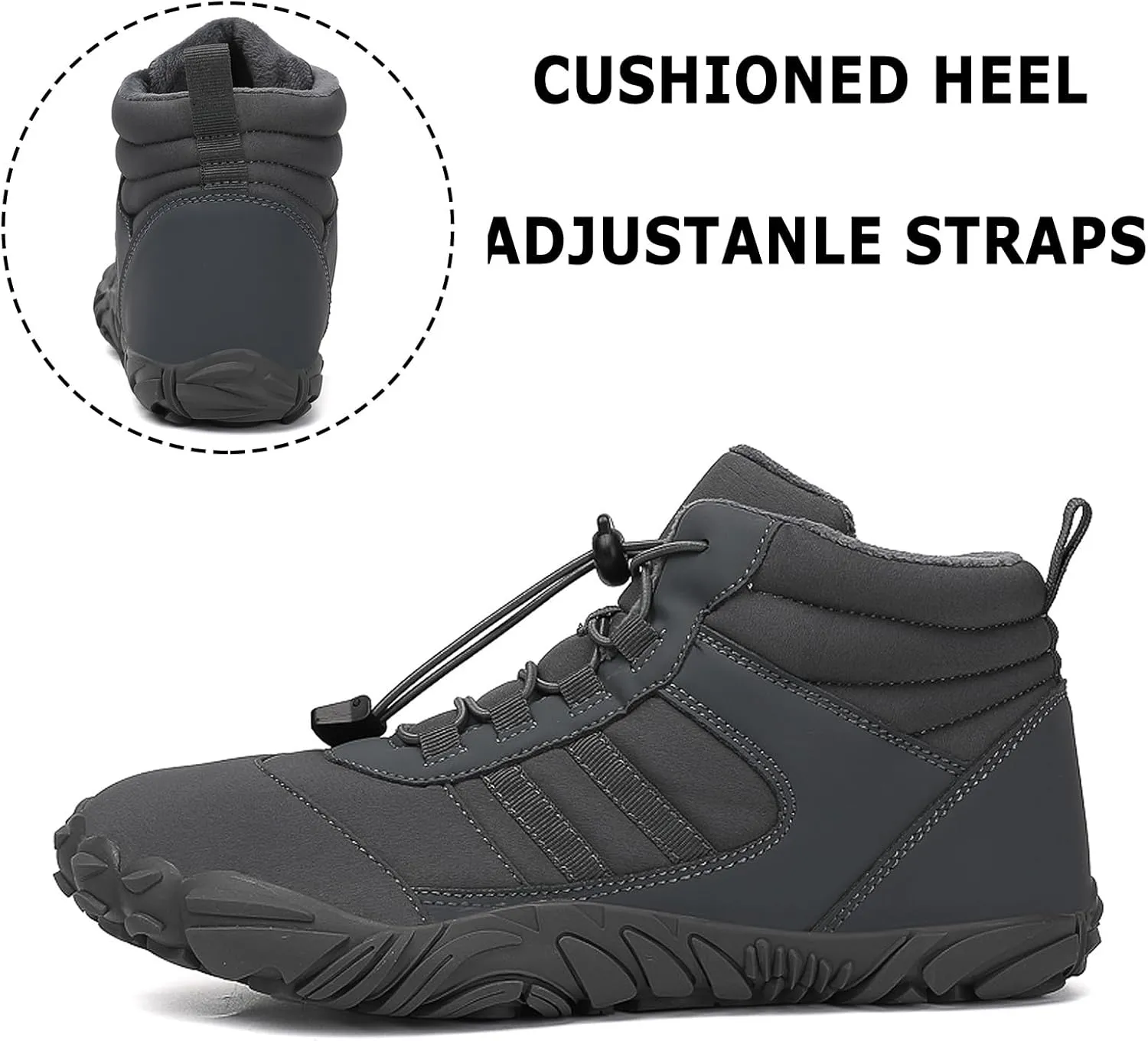 Barefoot Shoes Mens Womens Winter Warm Wide Toe Box Minimalist Zero Drop Outdoor Sole High-top Walking Shoes Snow Boots