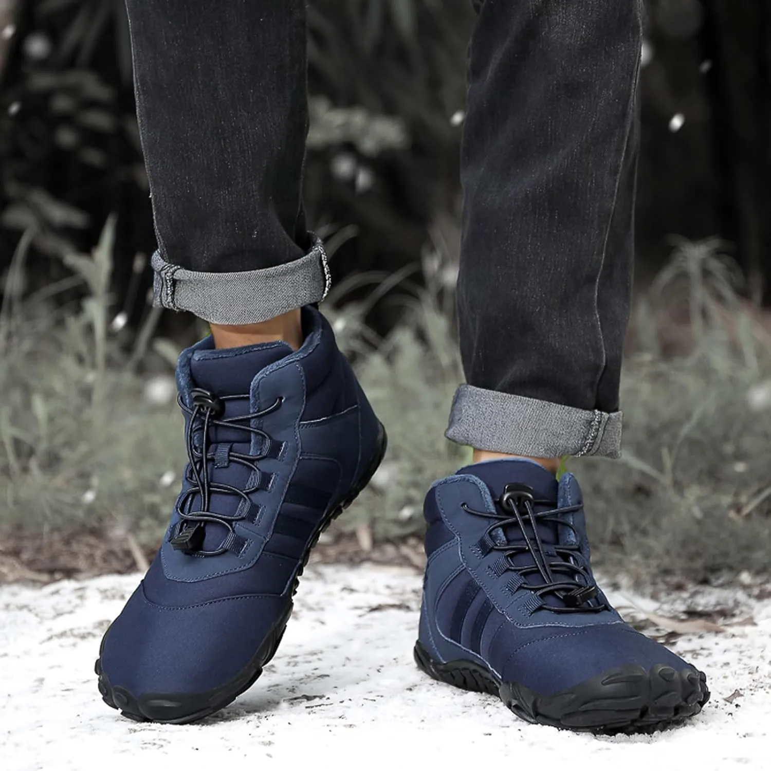 Barefoot Shoes Mens Womens Winter Warm Wide Toe Box Minimalist Zero Drop Outdoor Sole High-top Walking Shoes Snow Boots