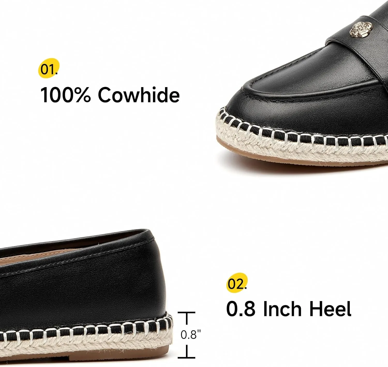 BEAU TODAY Chunky Loafers Women,Patent Full Grain Leather Loafers for Women,Comfortable Slip-on Fashion Platform Shoes, Non Slip Business Casual Work Office Square Toe Dress Shoes