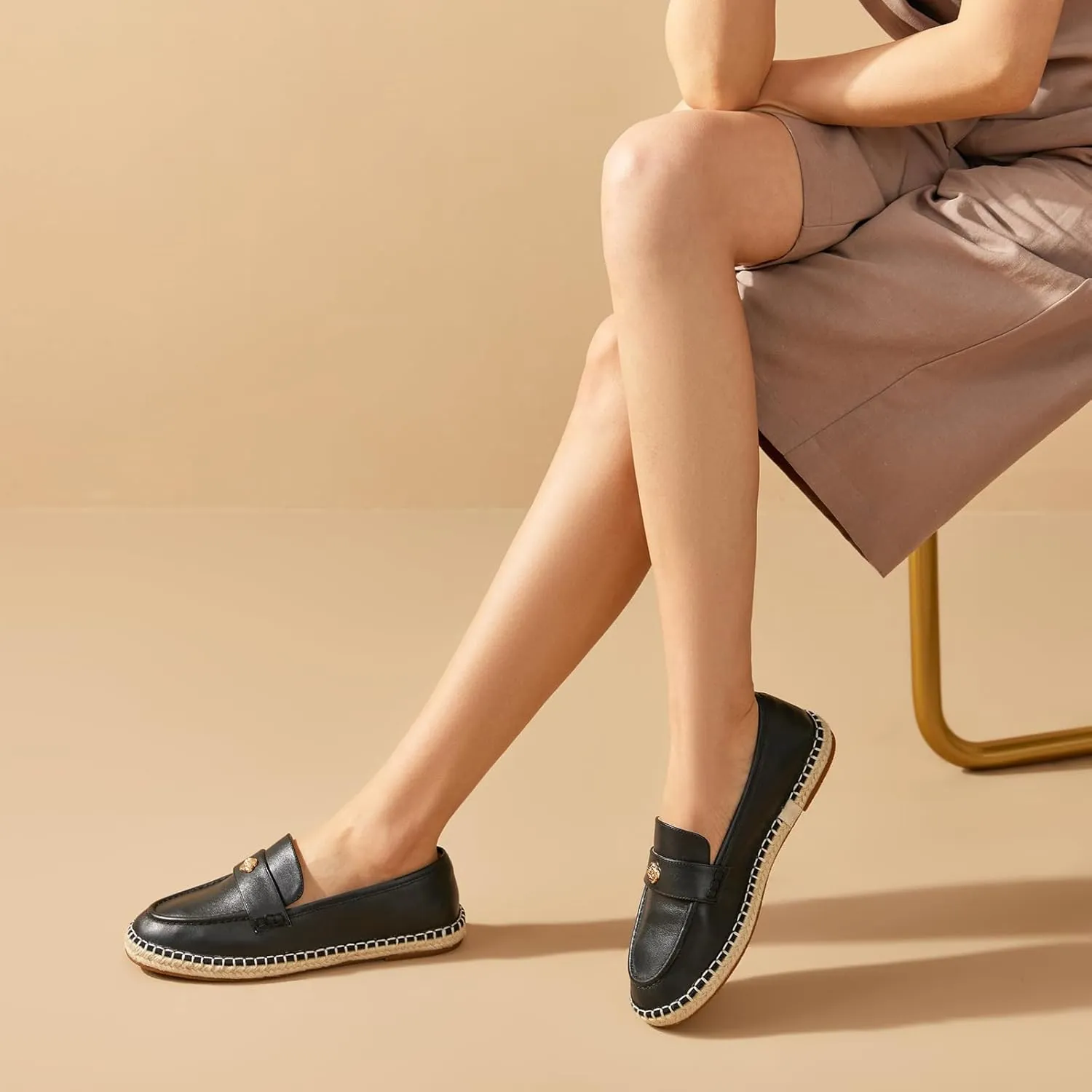 BEAU TODAY Chunky Loafers Women,Patent Full Grain Leather Loafers for Women,Comfortable Slip-on Fashion Platform Shoes, Non Slip Business Casual Work Office Square Toe Dress Shoes