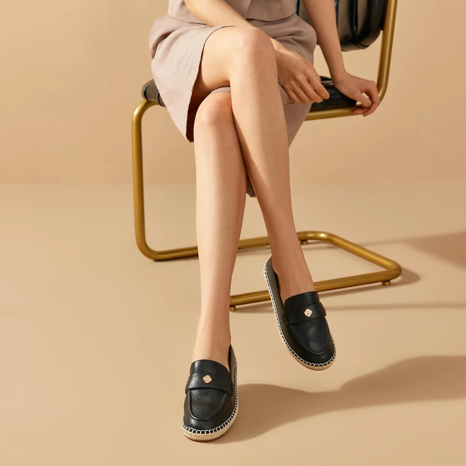 BEAU TODAY Chunky Loafers Women,Patent Full Grain Leather Loafers for Women,Comfortable Slip-on Fashion Platform Shoes, Non Slip Business Casual Work Office Square Toe Dress Shoes