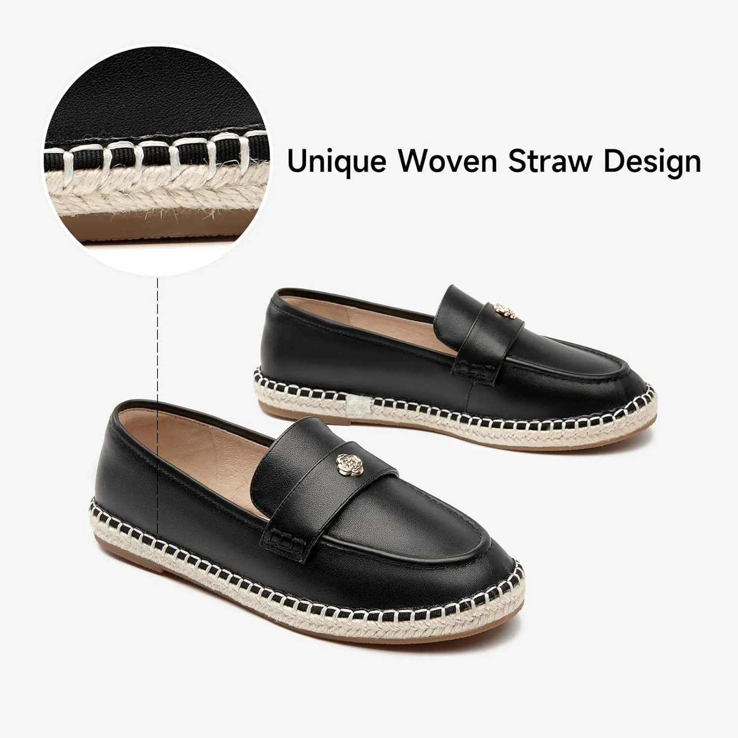 BEAU TODAY Chunky Loafers Women,Patent Full Grain Leather Loafers for Women,Comfortable Slip-on Fashion Platform Shoes, Non Slip Business Casual Work Office Square Toe Dress Shoes