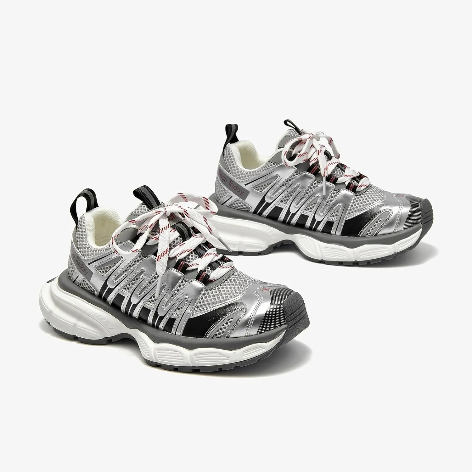 BEAU TODAY Women's Walking Shoes, Chunky Platform Fashion Sneakers for Women, Comfortable Casual Lightweight Lace-up Gym Workout Athletic Tennis Shoes