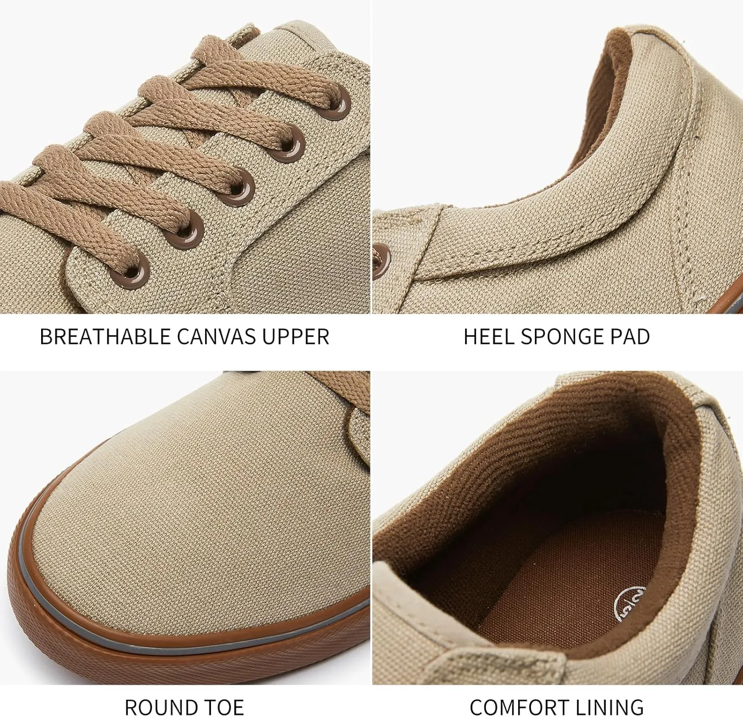 BENPAO Mens White Casual Shoes All Black Fashion Sneakers for Men Low Top Lace Up Canvas Shoes