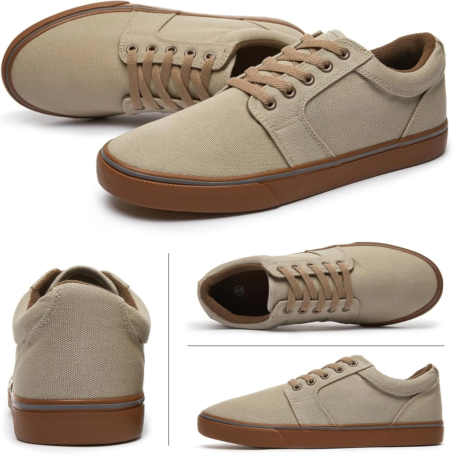 BENPAO Mens White Casual Shoes All Black Fashion Sneakers for Men Low Top Lace Up Canvas Shoes