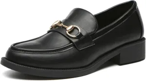 Bernal Loafers for Women Chunky Platform Penny Loafers Fashion Slip On School Shoes Work Shoes with Buckle