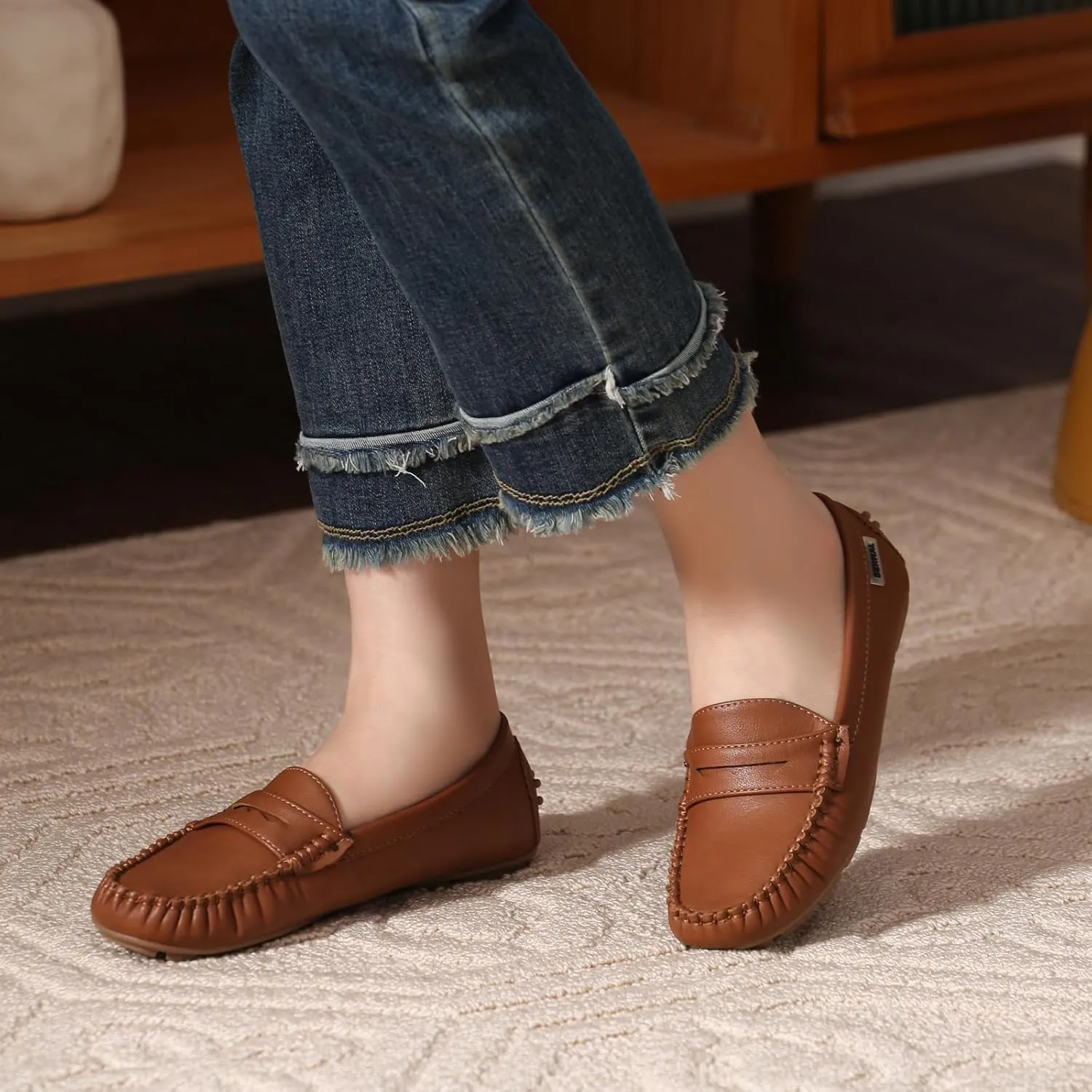 Bernal Women Penny Loafers Casual Comfortable Slip On Flat Shoes Driving Loafers Work Walking Shoes