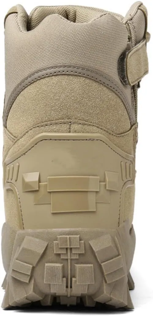 Bitiger Men's Combat Boots with Side Zipper Velcro and Casual Outdoor Mountaineering Trekking Commando Tactical Boots