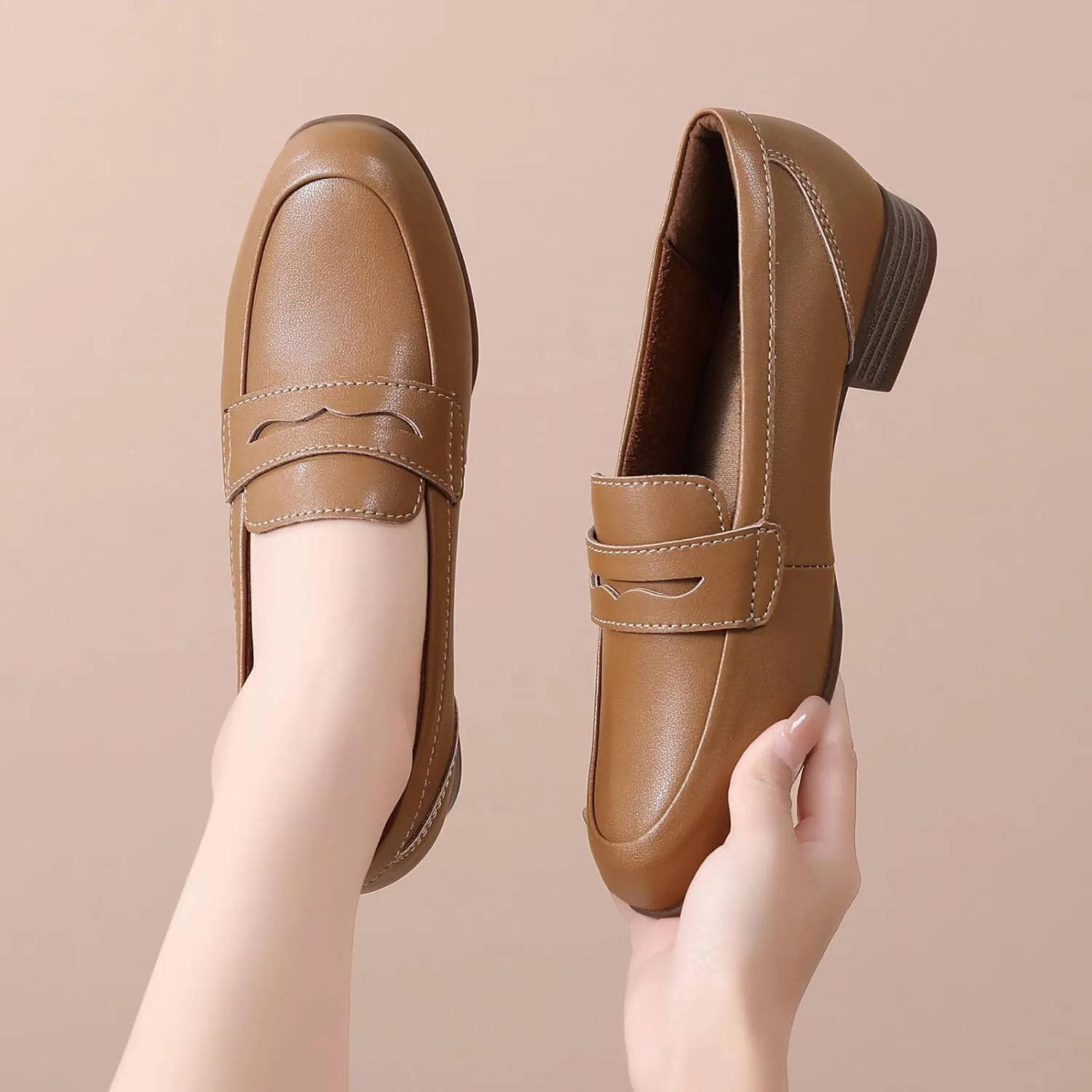 Black Women's Loafers & Slip-ons Flats Penny Round Toe Non-Slip Classic Business Casual Comfortable Dressy Office Work Slip On Shoes