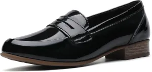 Black Women's Loafers & Slip-ons Flats Penny Round Toe Non-Slip Classic Business Casual Comfortable Dressy Office Work Slip On Shoes
